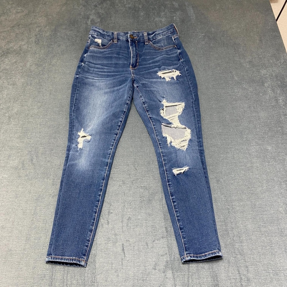 American Eagle Outfitters Jeans Womens 6 28x24.5 Blue Denim Distressed Mid Rise